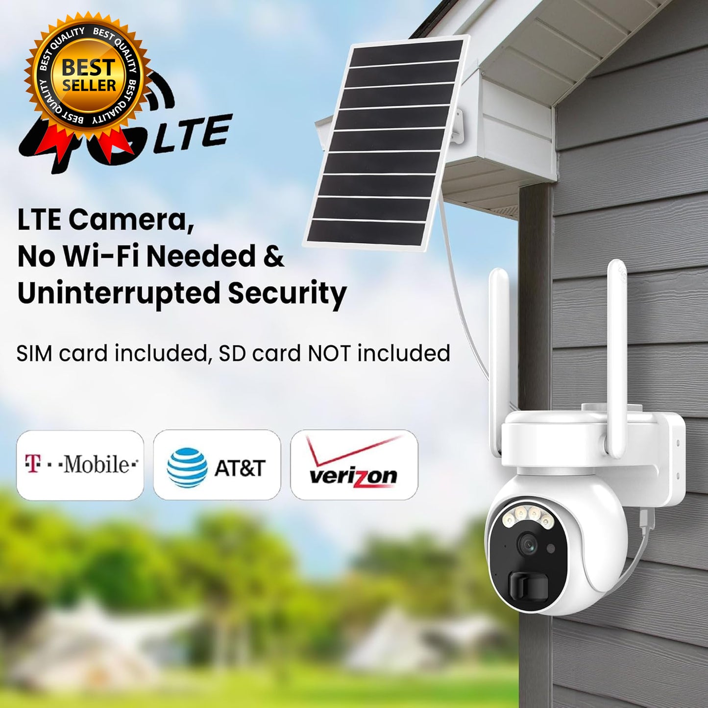 4G LTE Security Cameras Wireless Outdoor 2K Solar Cellular Security Camera No