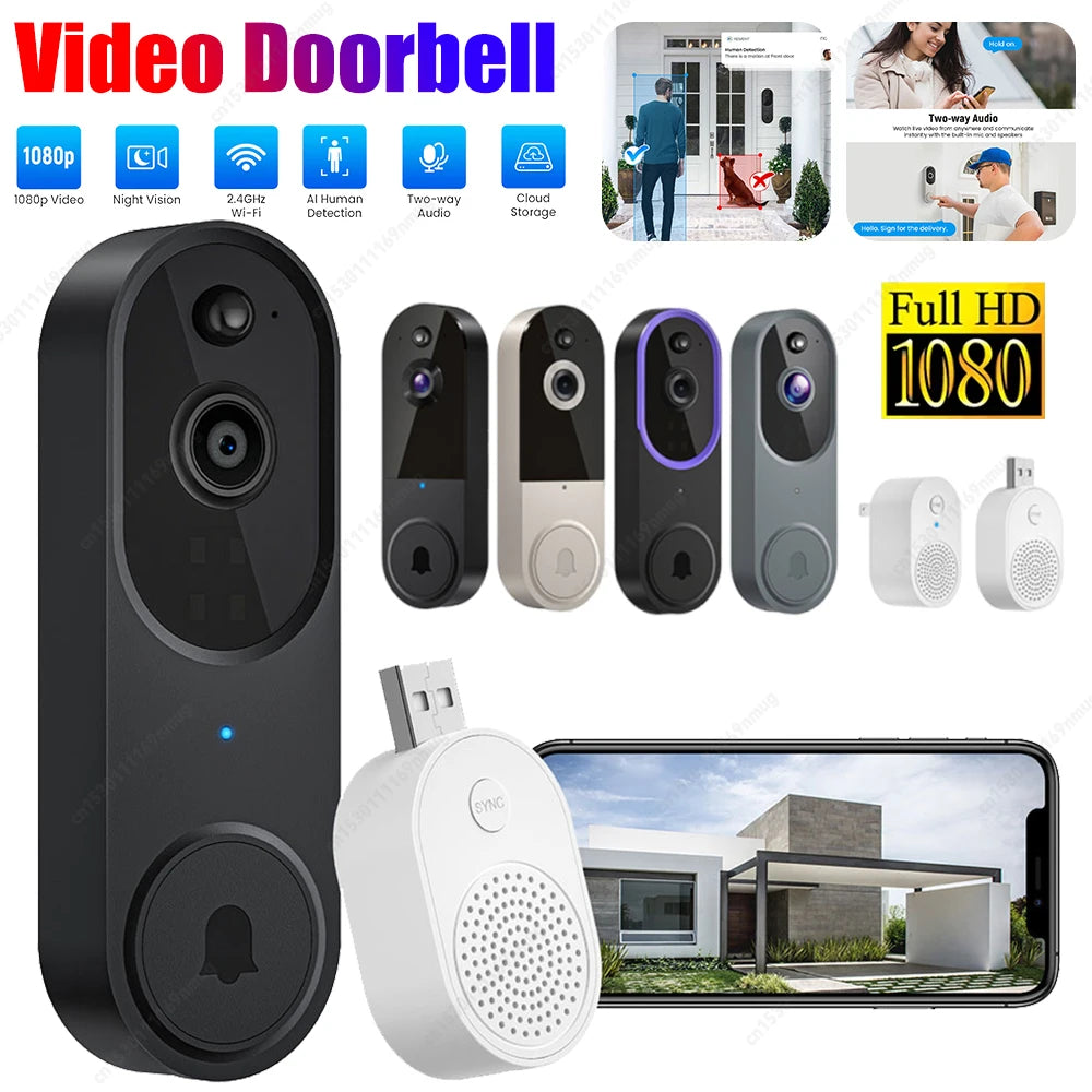 Intelligent Visual Doorbell Wireless Remote Visual Intercom Humanoid Detection High-Definition Night Vision Smart Monitoring