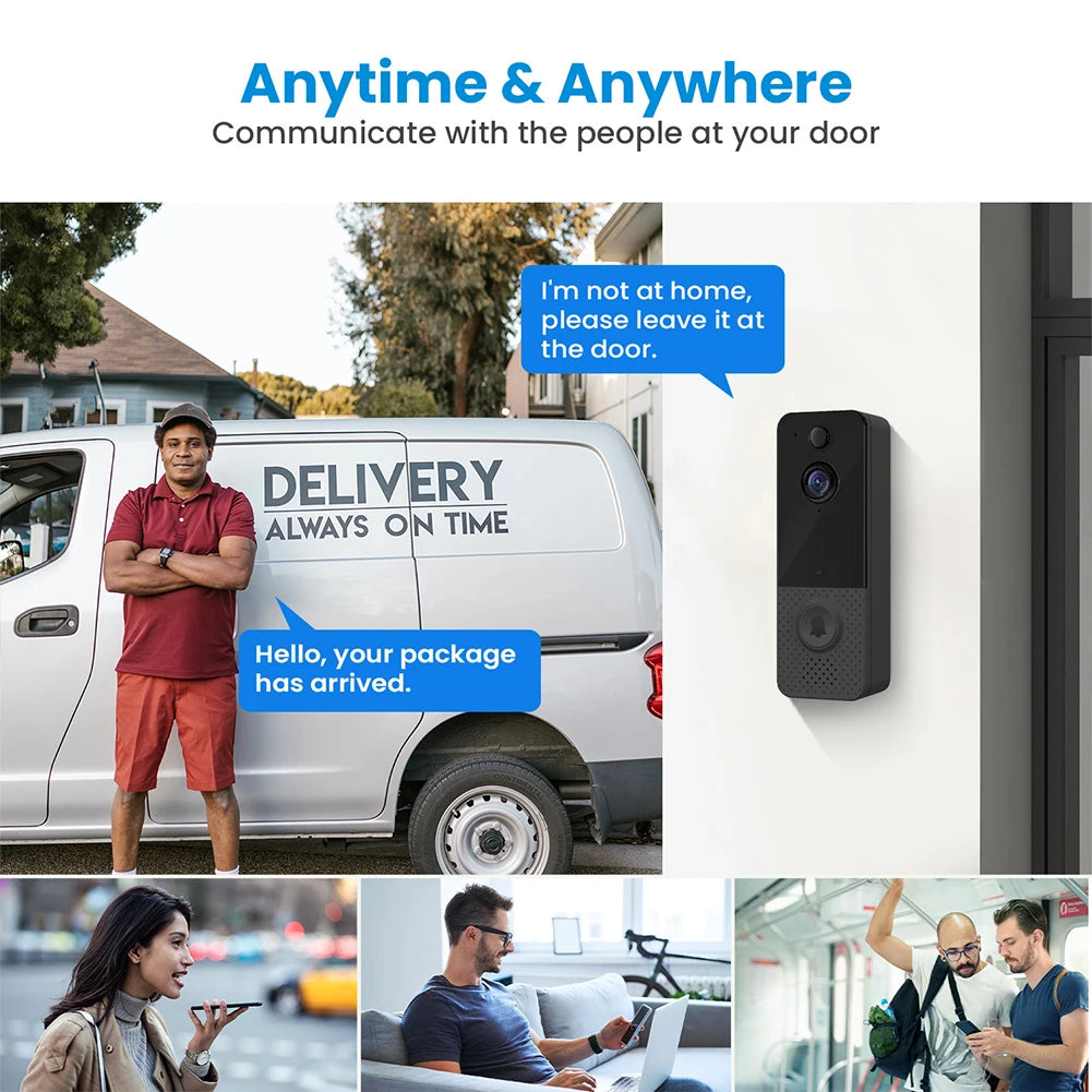 H9 Video Doorbell Camera IP65 Waterproof 2.4G Wifi Door Bell 2-Way Audio Wireless Video Doorbell PIR Motion Detection for Home