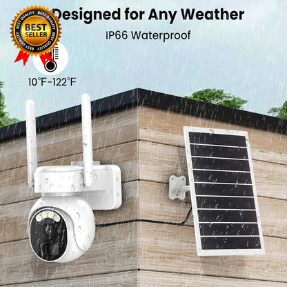 4G LTE Security Cameras Wireless Outdoor 2K Solar Cellular Security Camera No